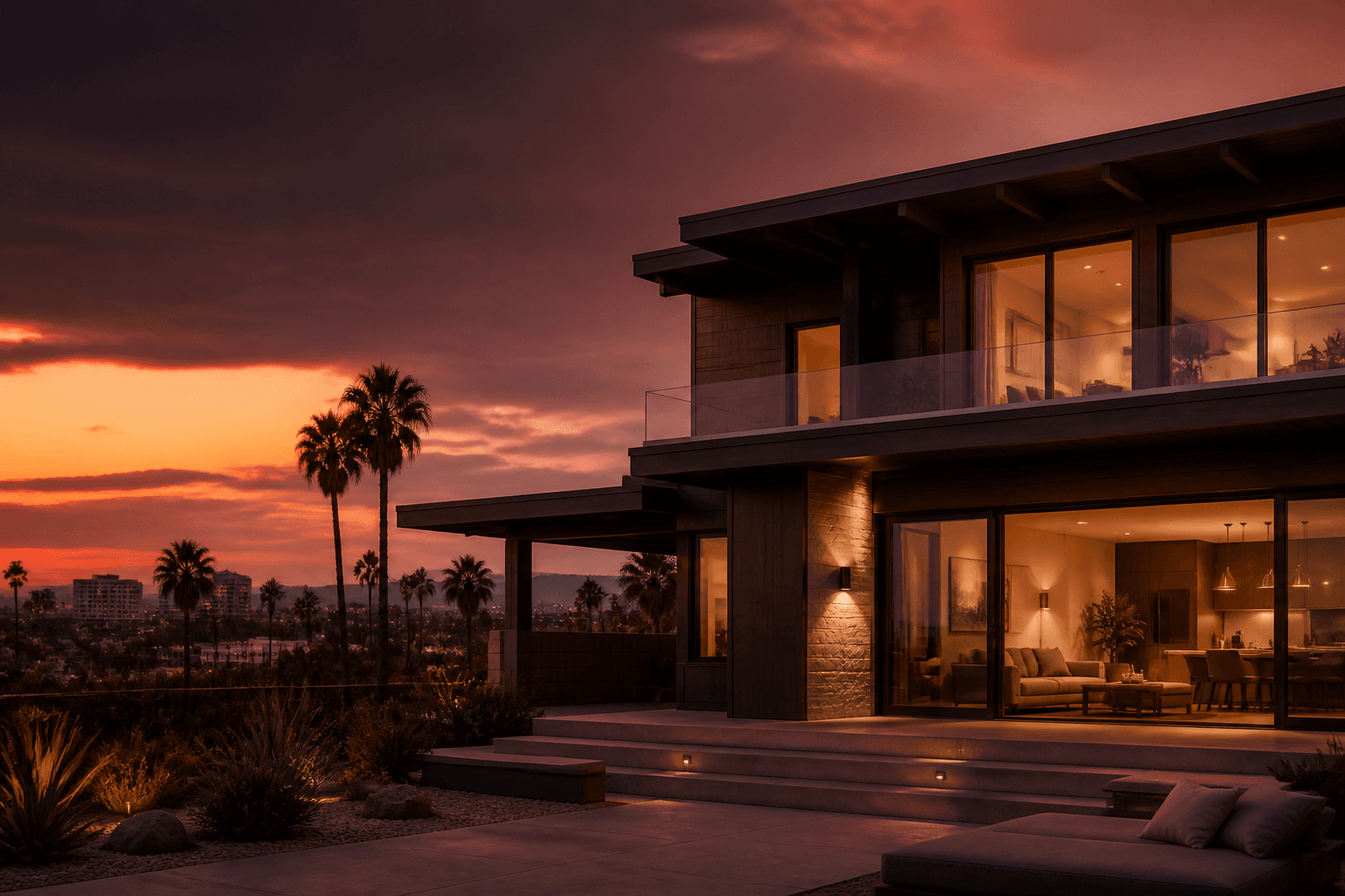 Contemporary investment property at dusk