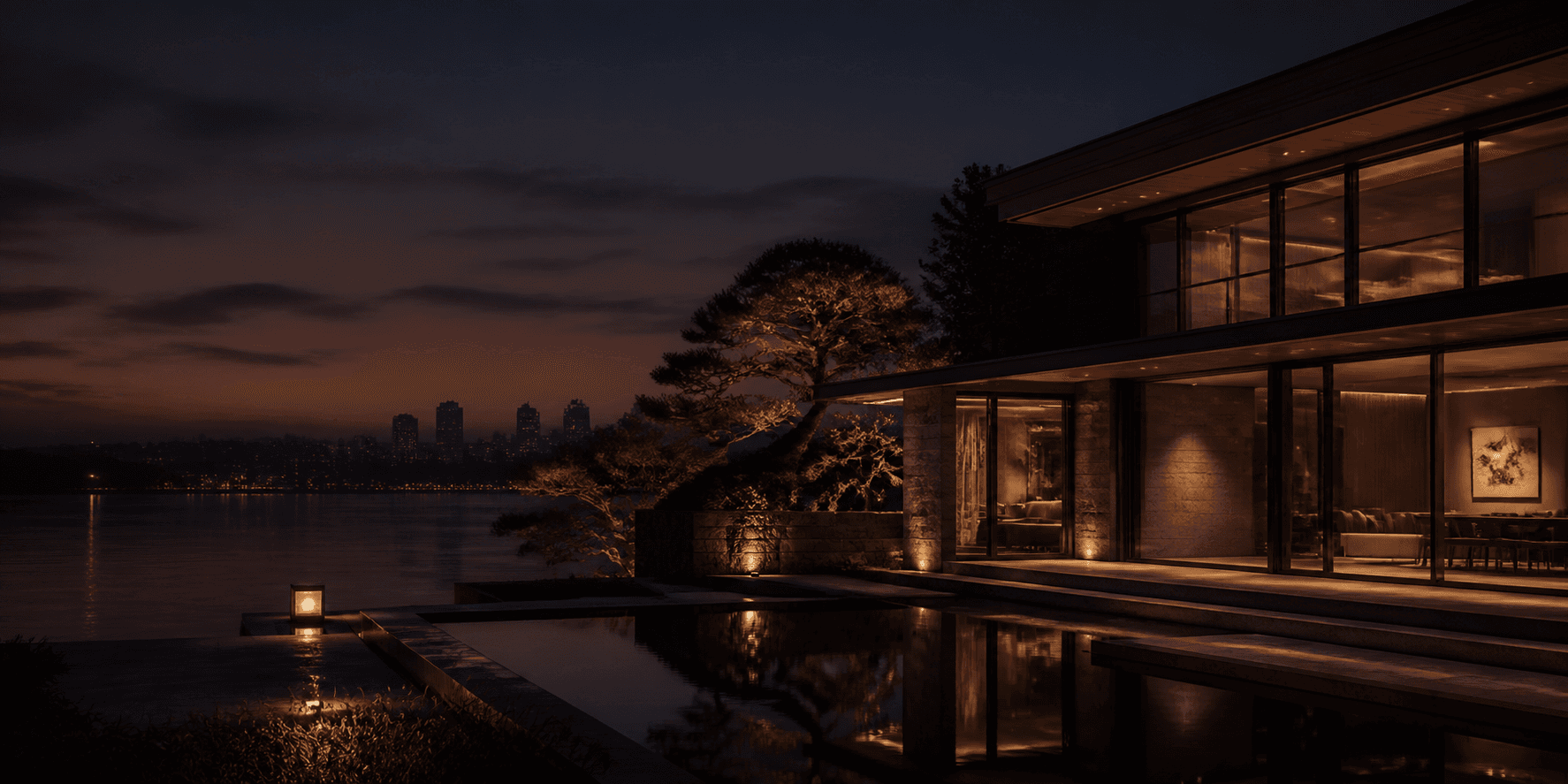 Contemporary investment property at dusk