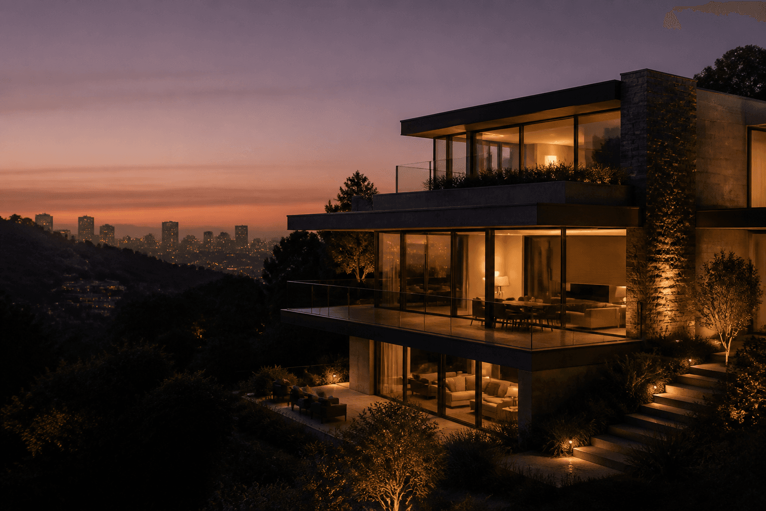 Contemporary investment property at dusk